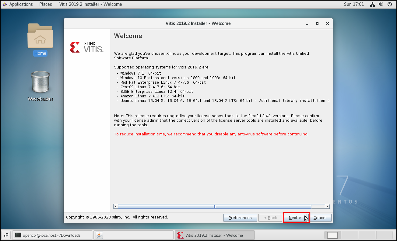 Xilinx Installer Start